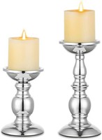 Kerzenhalter Metall Silber FüR Stumpenkerzen Dekoration Tisch Wohnzimmer 2 StüCk