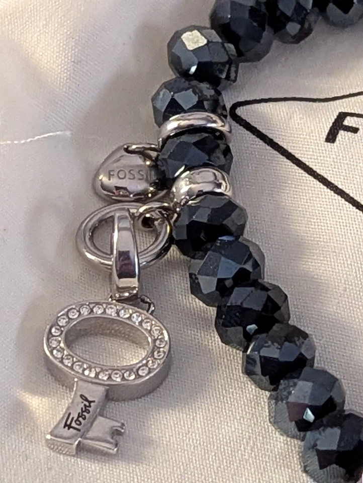 Fossil - Armband - Schmuckperlen - Glitzersteinchen - Schwarz mit Charm - Bild 3 von 3