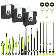 3Pcs 18mm Silent Clock Mechanism Replacement Kit with 6 Sets Luminous Hands