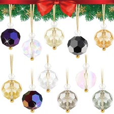 12PCS Crystal Glass Christmas Balls Ornaments Hanging Decorative Prism Balls