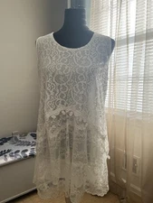 Simply Couture Off White Lace/embroidery Short Dress XL