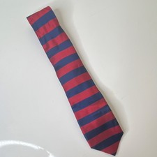 Nautica Red Blue Striped 100 Silk Men's Woven Tie Logo Accent One Size New