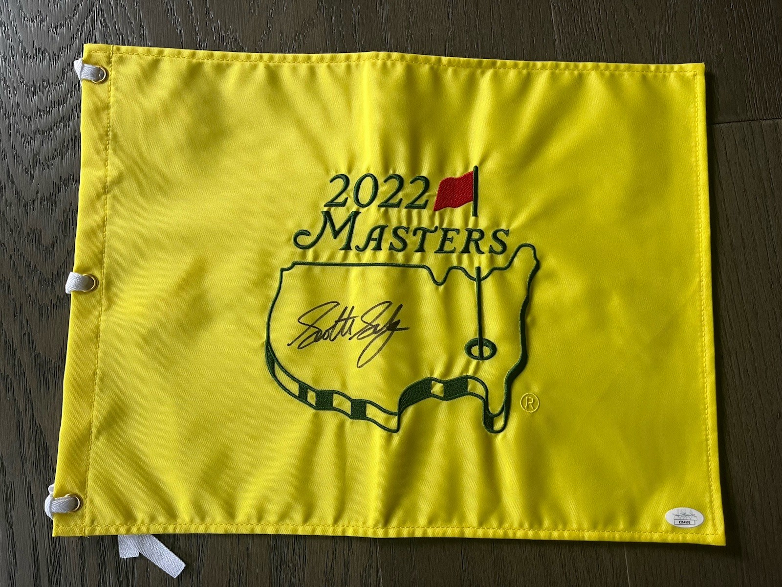 Scottie Scheffler Autographed Signed 2022 Masters Flag Augusta National FedEx CupPGA JSA LOA 