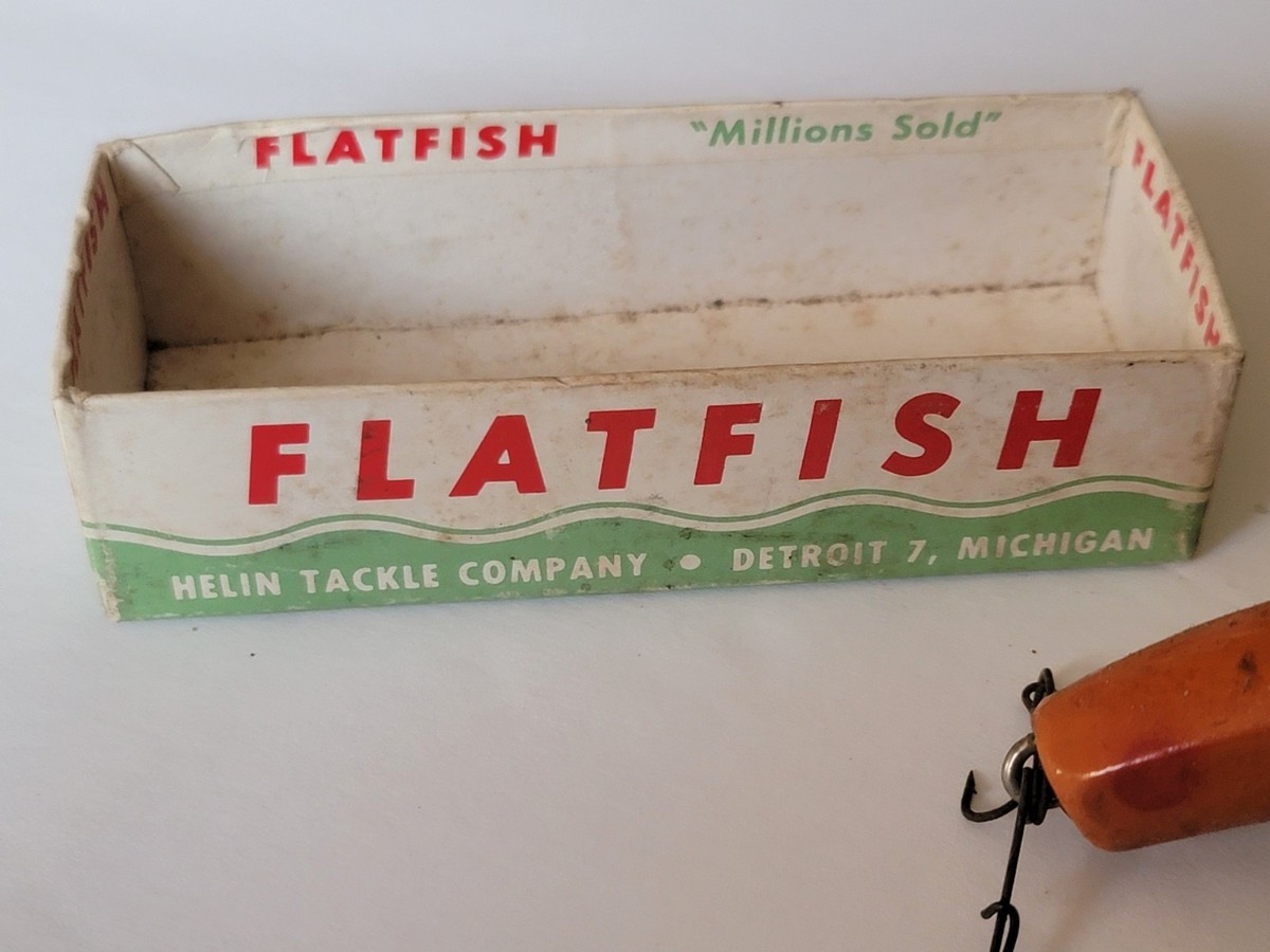 Vintage Helin S3 Flatfish Fishing Lure,Silver Red Dots Wood