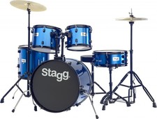 STAGG 5-PIECE BLUE FULL DRUM SET KIT w/ THRON...