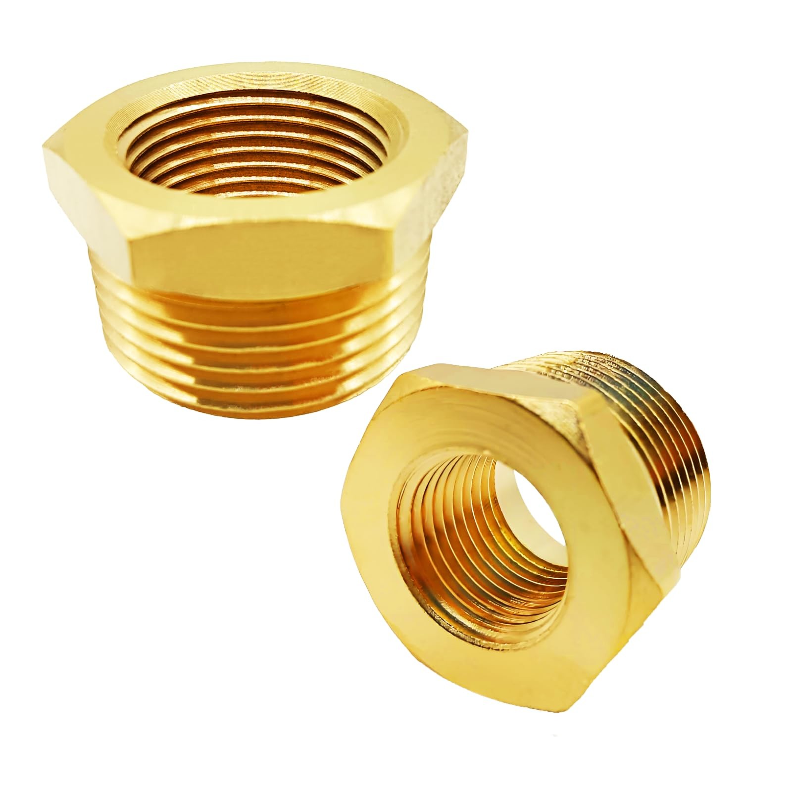AMZDIAI Brass Reducer Bushing, 1/2" NPT Male to 1/8" NPT Female, 2PCS