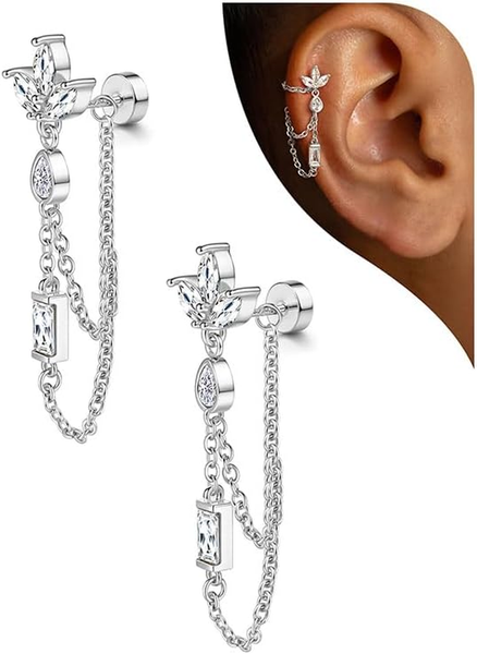 Ohrringe Silber 925 Knorpel Ohrringe Damen Flatback Ohrstecker Silber 925 Hypoal-image