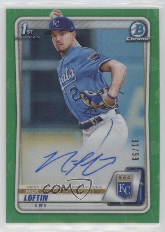 2020 Bowman Draft Chrome Picks Green Refractor 31/99 Nick Loftin Auto 0m8