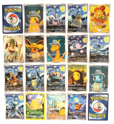 Pokémon Van Gogh Set - 18x Proxy Karten - Pikachu with Grey Felt Hat, Charizard