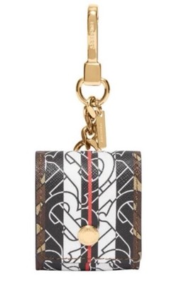 Burberry Leather Graphic Print Key Chain Key Case for Women Gold Hardware