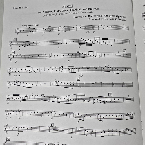 Beethoven Sextet Op 81b Wind Score Parts Flute Oboe Clarinet Horn Bassoon Music - Picture 9 of 13