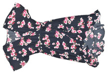 J. Crew Floral Faux Wrap Mini Dress Navy Pink Size S Flutter Sleeve Elastic Wais