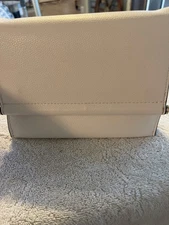 Alfani Crossbody White Gold Small Purse Adjustable Strap Fold Over Flap Handbag