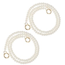 2Pcs Imitation Pearl Purse Strap, 39" Handbag Chain with Spring Clasp, 10mm