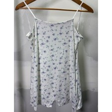 Dazy Women White Purple Floral Ribbed Romper Spaghetti Strap Snap Crotch XL NEW