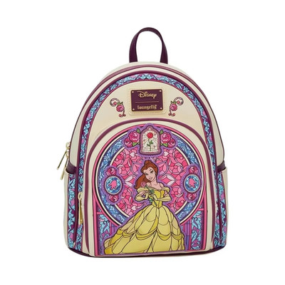 NEU Loungefly Disney Die Schöne und das Biest Belle Buntglas Mini Rucksack Tasche