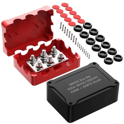 Joinfworld Heavy Duty 500A Bus Bar Waterproof Power Distribution Block with 4