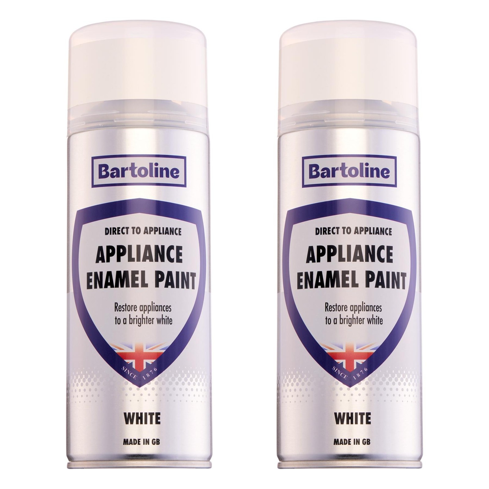 2x Bartoline Appliance Enamel Paint White Fridges Freezers Colour Restorer 400mL