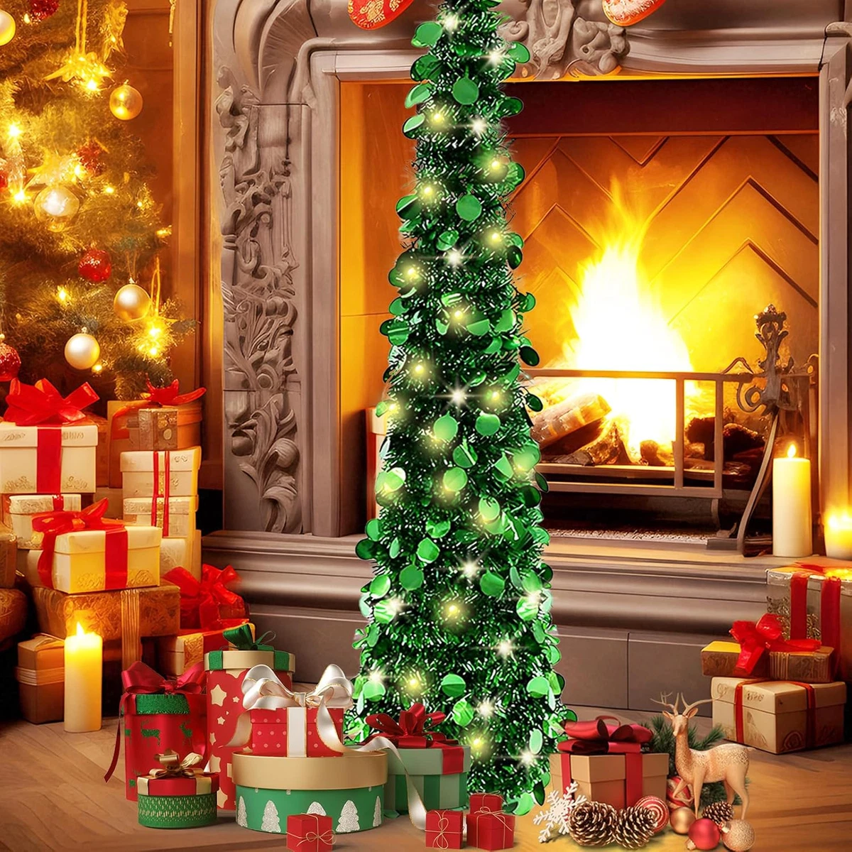 Luce di Natale catena 160 led multicolori esterni batterie 16 m