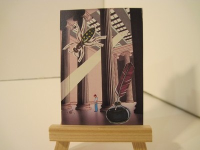 ACEO  museum hall Original Collage Art outsider naïve fantasy modernism OOAK
