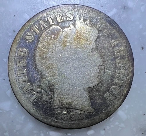 1893  Barber, Liberty Head, Morgan Dime 10c, Good - Nice Coin!