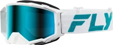 Fly Racing Zone Elite Goggles White/Teal Light Green Mirror Lens 37-51907