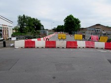 Photo 6x4 Temporary barriers across Lyne Road, Crindau, Newport Newport/ c2017