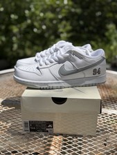 Supreme x Nike Dunk SB Low White Metallic Silver for Sale