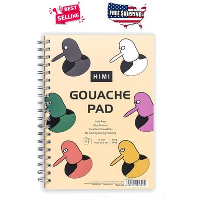 Gouache Pad 7x10 50 Sheets Heavyweight Acid-Free Paper Spiral Bound for Painting