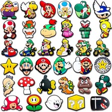 35Pcs Cartoon Shoe Charms for Croc Clogs Sandals Bracelet Wristband Slippers,...