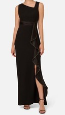 Adrianna Papell Women's Black Ruffled Gown Dress Size 6