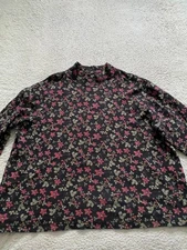 Croft & Barrow Women Floral Long Sleeve Mock Neck T-Shirt Multicolor Size 2X