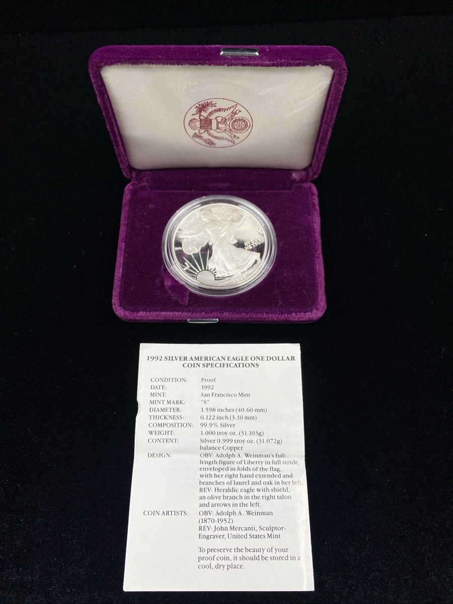 American Eagle Uncertified 1992 Silver Bullion Coins for sale | eBay