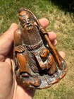 Small 17th / 18th Century Chinese Carved Bamboo Shoulao & Attendant Figure