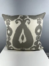 Ryan Studio Gray White Ikat Throw Pillow + Feather Insert 23”