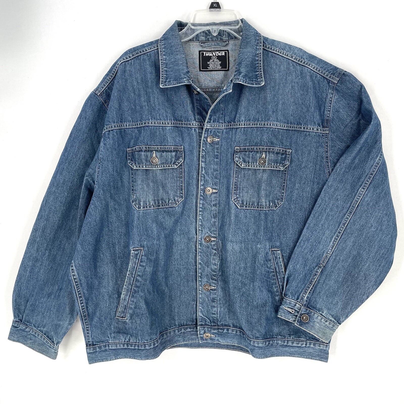 Thunder Denim Jacket Mens Size 2XL Blue Cotton Trucker Barn Button Shirt Adult-image