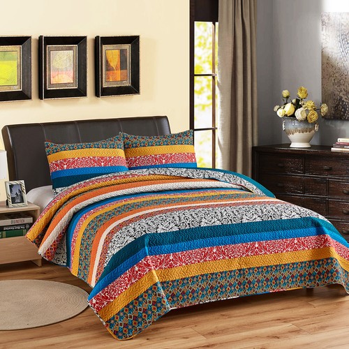 3-teilig kariert bedruckt Wendedecke/Quilt Set Coverlet Queen/King Size - Bild 21 von 69