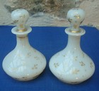 V47 Paire Flacon Opaline Or Charles X Ancien XIXe Templier rue Montmartre 487€ !