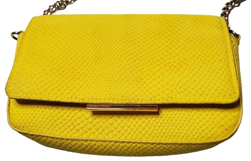 H & M Small Womens Yellow Crossbody Shoulder Bag With Hold Chain Strap - Picture 2 of 10