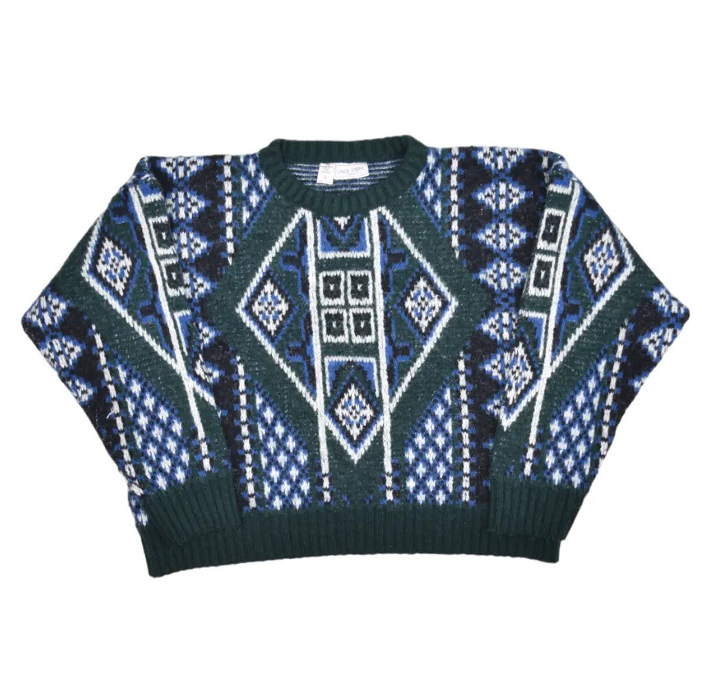 Vintage Jack Stone Sweater Womens L Wool Blend Cropped Crewneck