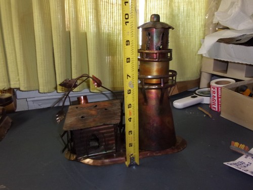 vintage sankyo copper music box spinning lighthouse cabin works - Picture 8 of 9