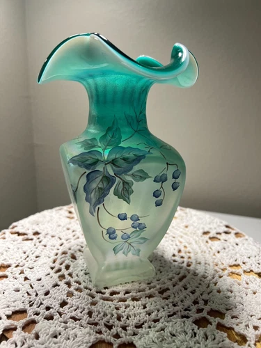 Fenton  French Opalescent Satin Opaledescent Square Vase