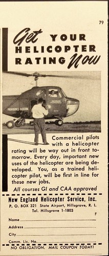 1949 New England Helicopter Service State Airport Hillsgrove RI Vintage Print Ad