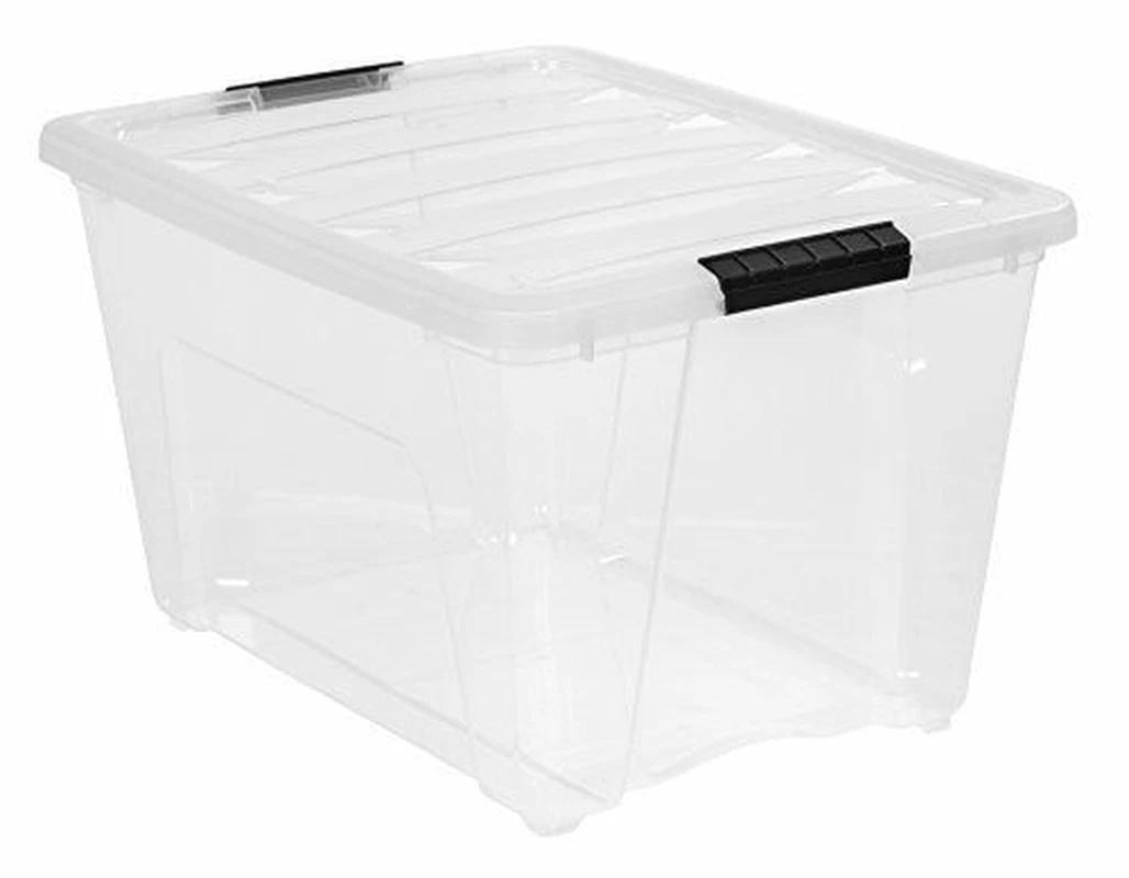 1pc Transparent Plastic Storage Box With Hook, Rectangle Shape