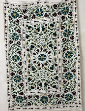 Suzani Wall Hanging, Handmade Bed Coverlet, Gift For Special, Suzani Table Cloth