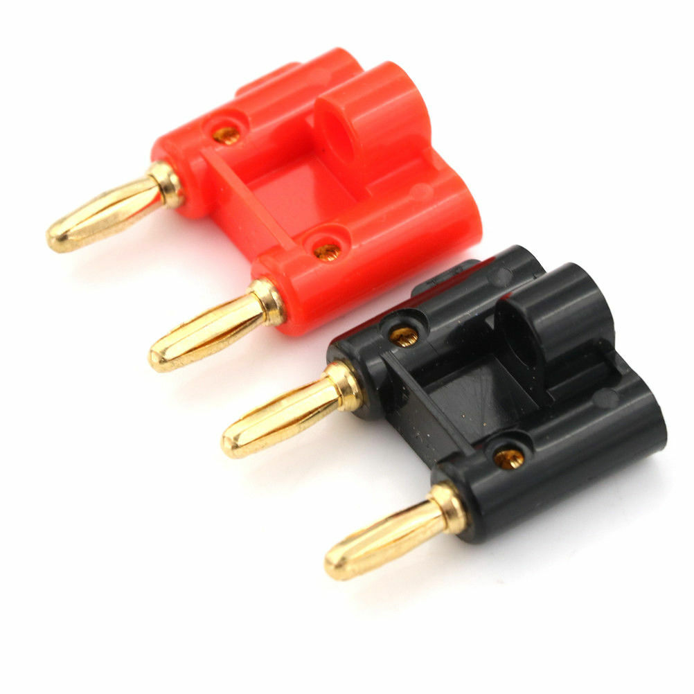 10 Pcs 4mm Gold Plated Dual Banana Plugs Screw Type Speaker Wire Cable Connector