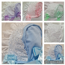 DREAM BABY GIRLS 0- 5 YEARS summer Romany cotton broderie trim frillybonnet hat