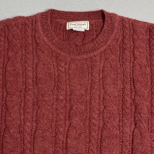 Paul Stuart Sweater Mens XL Maroon Red Alpaca Cable Knit Pullover Crew Neck - Picture 3 of 13