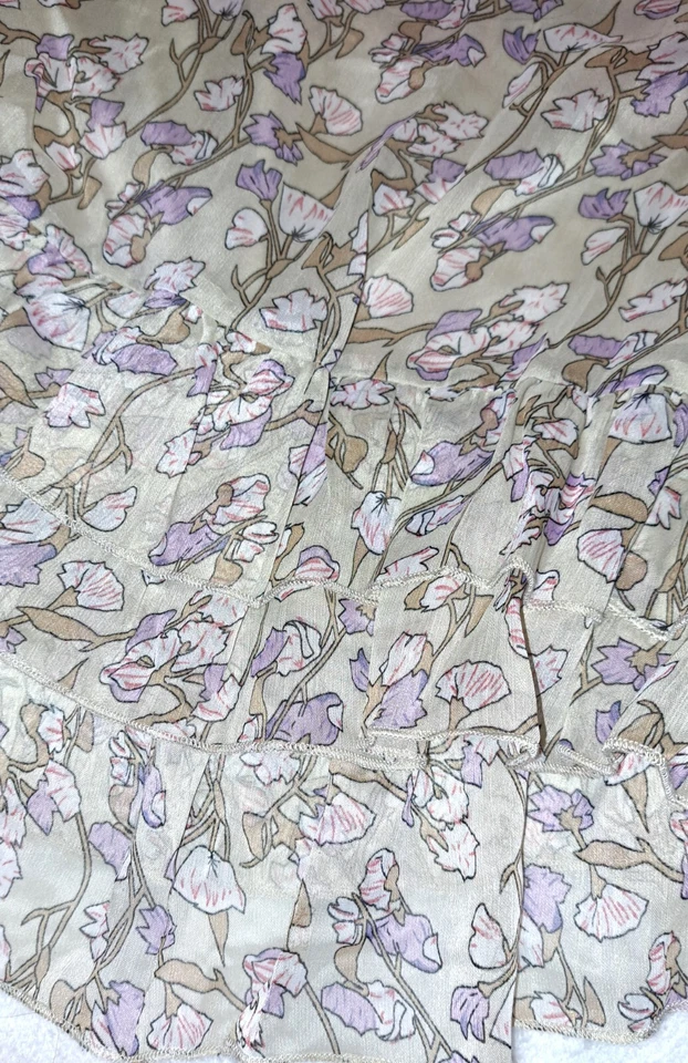 Womens YA Los Angeles beige purple floral boutique dress SMALL boho western - Image 4 of 4