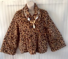 Camel Brown Woman Faux Fur Jacket Size M Long Sleeve Button Down